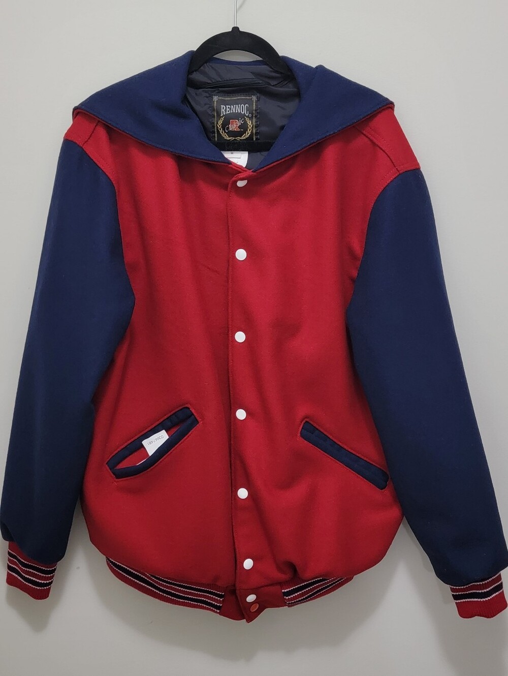 Mens Vintage Rennoc Varsity Jacket w/Sailor Collar Sz Med Pit To Pit 25" L 29"